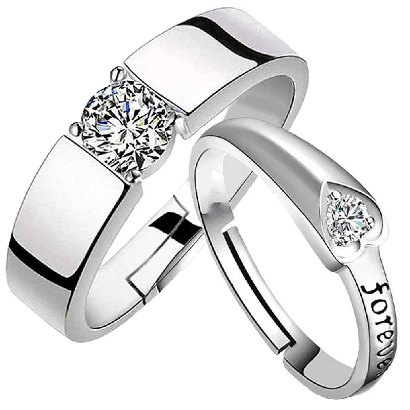 Women's rings delicate-tourmaline-Darshana Jewels Silver Plated Adjustable Couple Ring