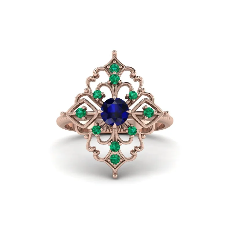 moonstone engagement rings for women -Emerald Royal Filigree Cluster Engagement Ring - Zinnia No. 29