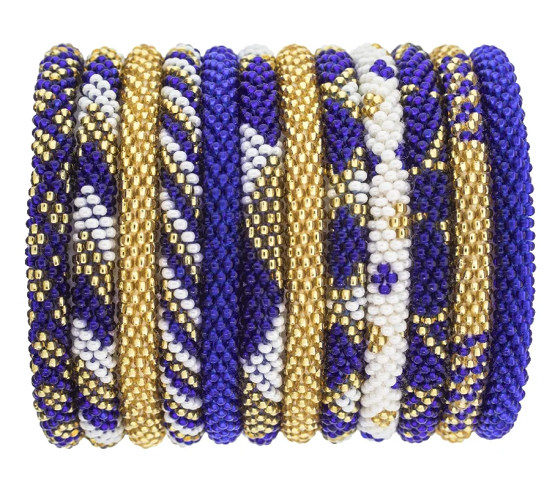 vintage-inspired bangles for women -Game Day Roll-On® Bracelets <br> Gold & Navy