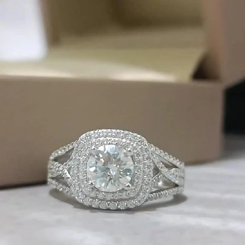 floral halo engagement rings for women -Azura Moissanite Engagement Ring