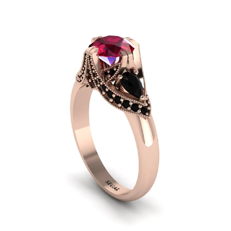 budget-friendly engagement rings for women -Ruby Vintage Round Cut Engagement Ring - Kali No. 41