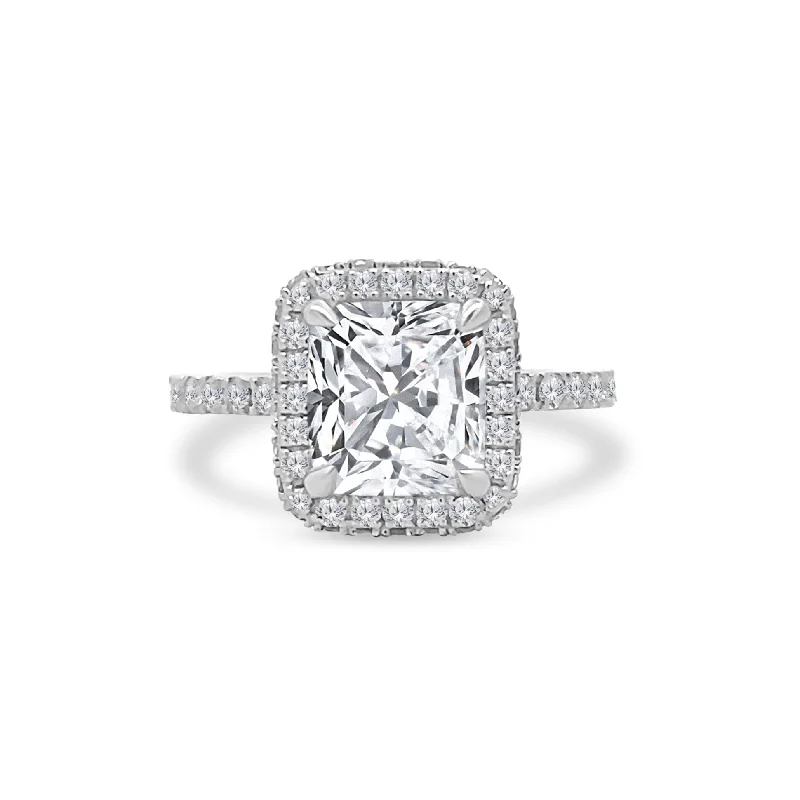 Women's rings split-shank-Cushion Diamond Halo Ring