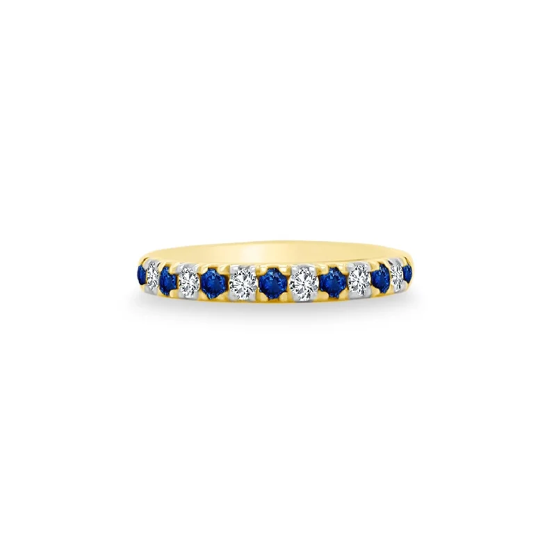 Women's rings gentle-twist-Gemstone and Diamond Halfway Band