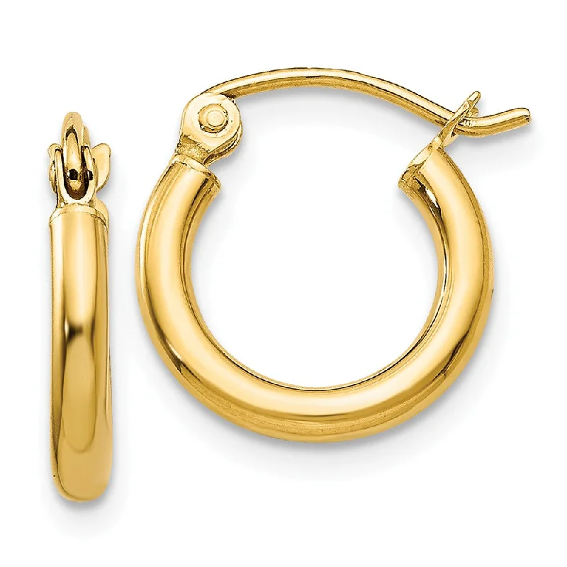 small hoop earrings for women -2mm, 14k Yellow Gold Classic Round Hoop Earrings, 12mm (7/16 Inch)