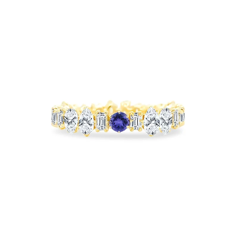 Women's rings whimsical-edge-Multi Shape Gemstone and Diamond Eagle Prong Band