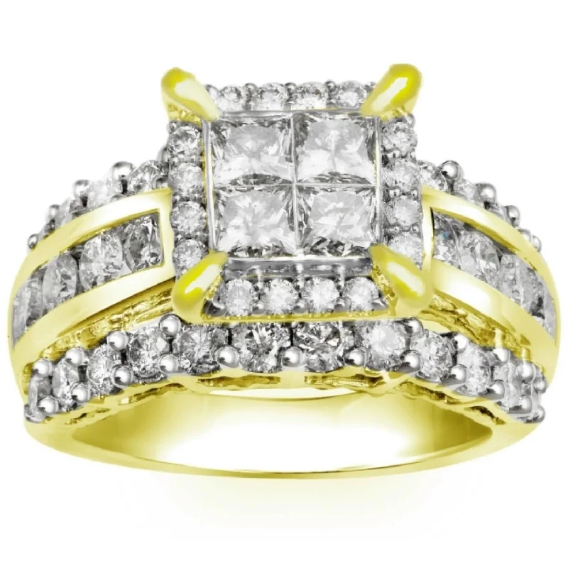 bold statement engagement rings -Signature 3 CTW Diamond Engagement Ring in 14KT Yellow Gold