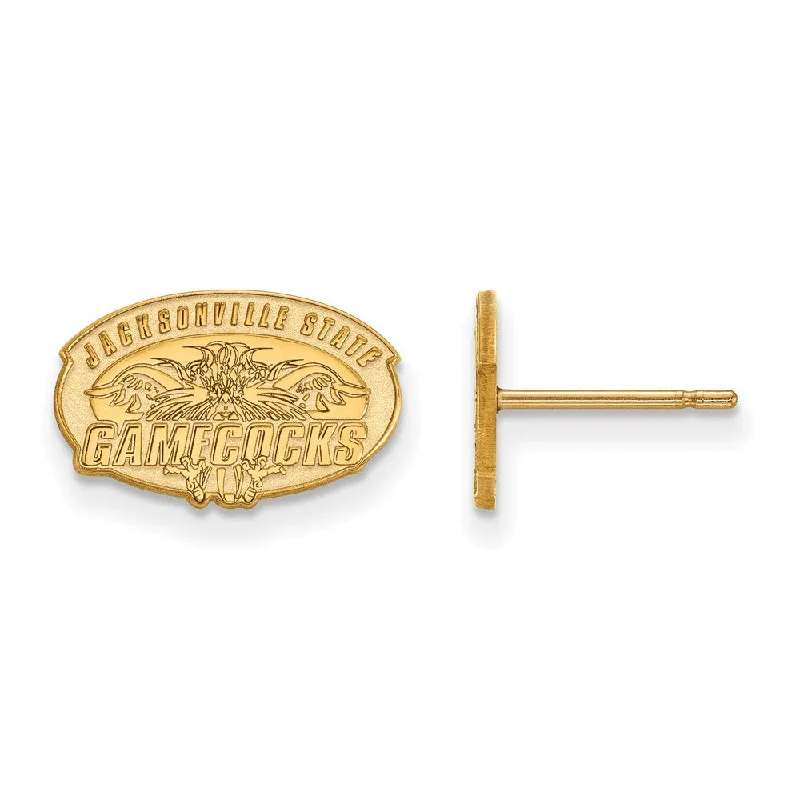 high-end earrings for women -14k Gold Plated Silver Jacksonville State Post Earrings