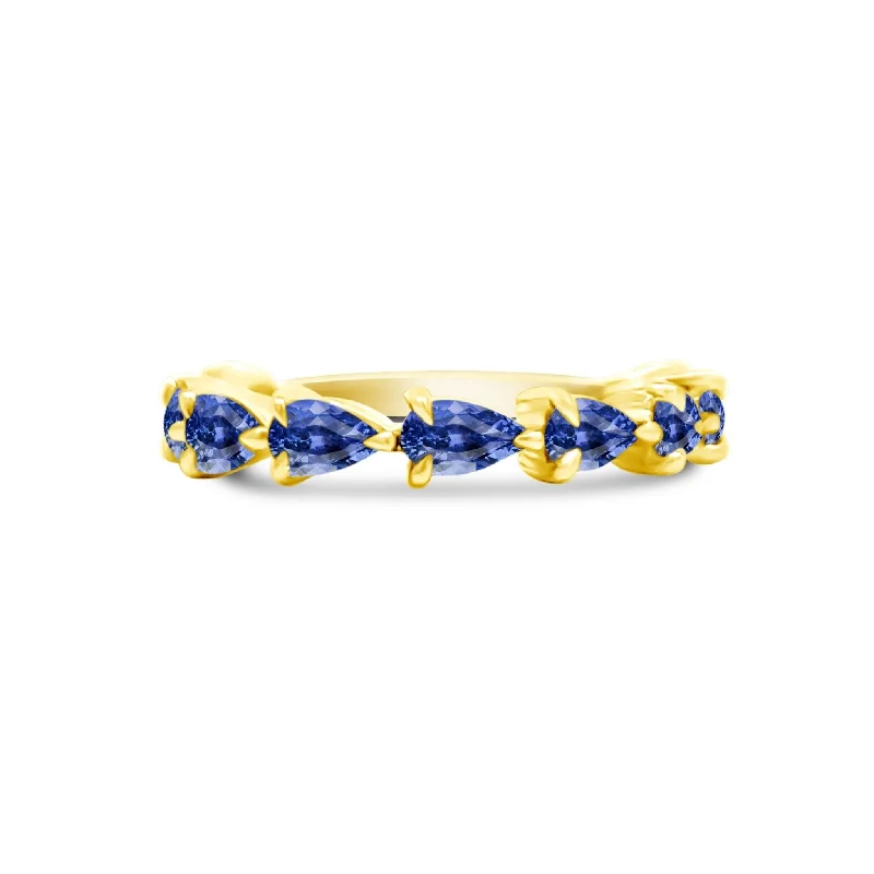 Women's rings celebratory-glow-Large Tanzanite Chasing Pear Band