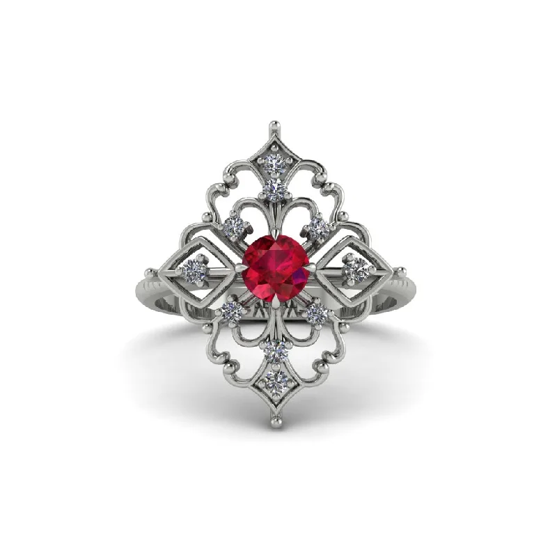 unique engagement rings for women -Diamond Royal Filigree Cluster Engagement Ring - Zinnia No. 12