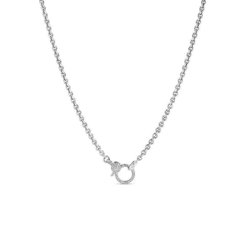 affordable necklaces for women -Short Cable Chain Necklace with Diamond Claw Clasp - 17" NB000384