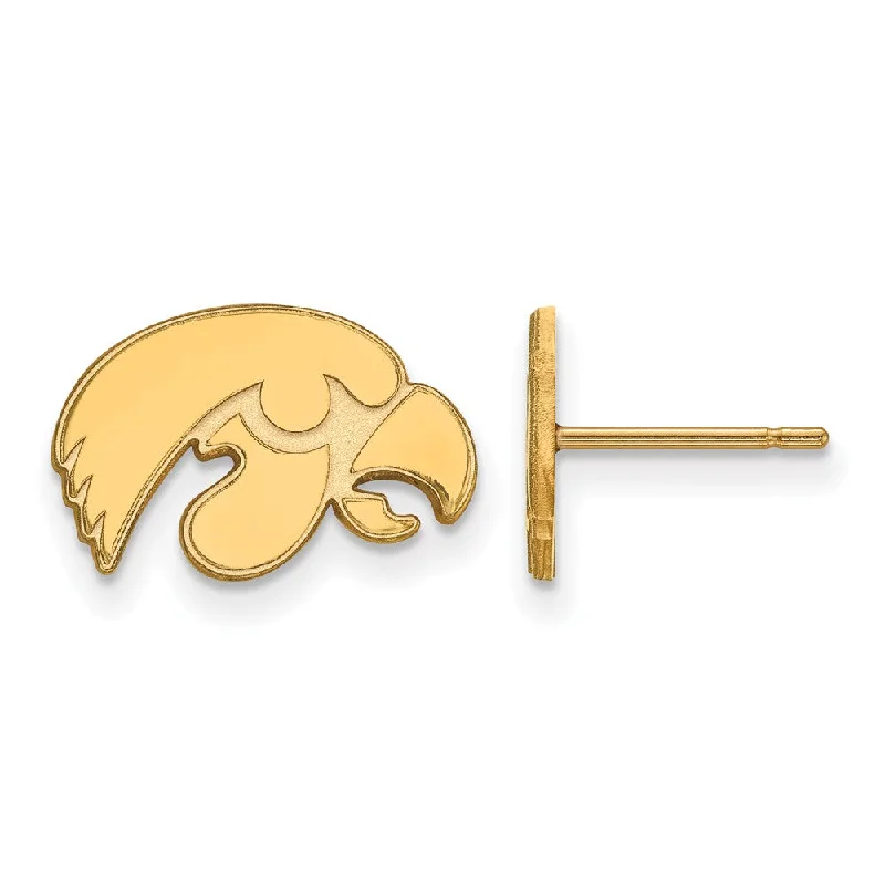 dainty earrings for women -14k Yellow Gold University of Iowa XS (Tiny) Mascot Post Earrings