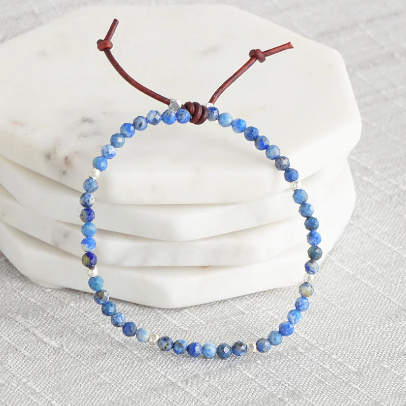 delicate bracelets for women -Tiny Mantras Bracelet - Lapis Lazuli | Daily Intention Bracelet