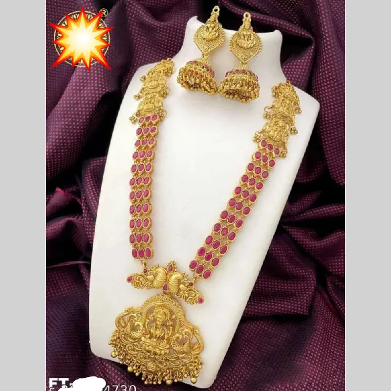 fashion necklaces for women -Manisha Jewellery Gold Plated Pota Stone Temple Necklace Set