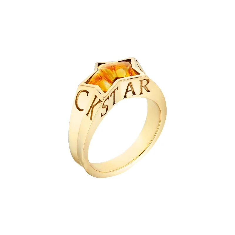 Women's rings whimsical-edge-Citrine No Regrets Rock Star Pinky Ring