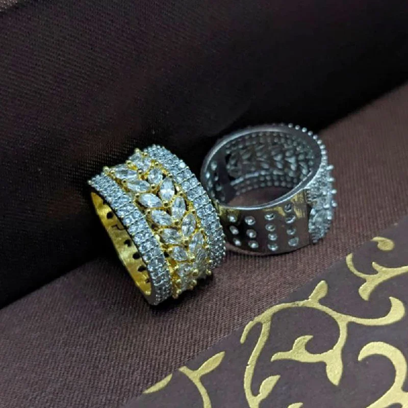 Women's rings vintage-titanium-Aamrapali Gold And Silver Plated Austrian Stone Ring