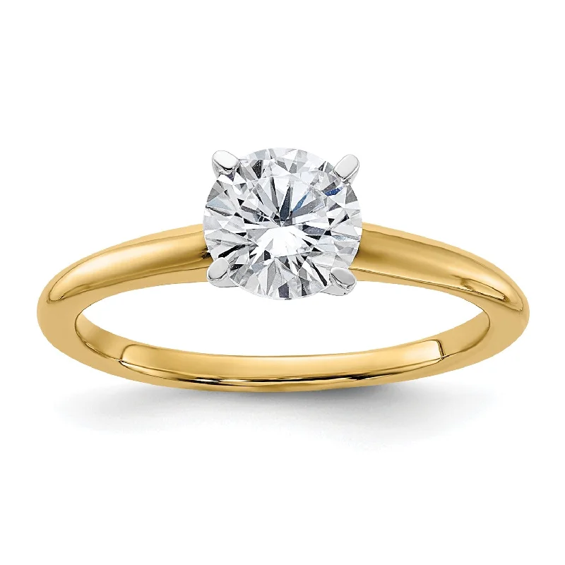 romantic engagement rings for women -6.5MM Round Moissanite Solitaire Engagement Ring in 14KT Yellow Gold; Size 6