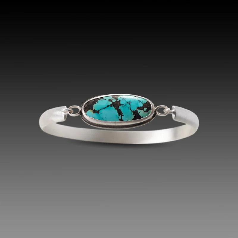 sterling silver bangles for women -Turquoise Tension Cuff Bracelet