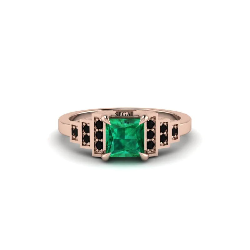 geometric engagement rings for women -Emerald Geometric Princess Cut Engagement Ring - Thea No. 35