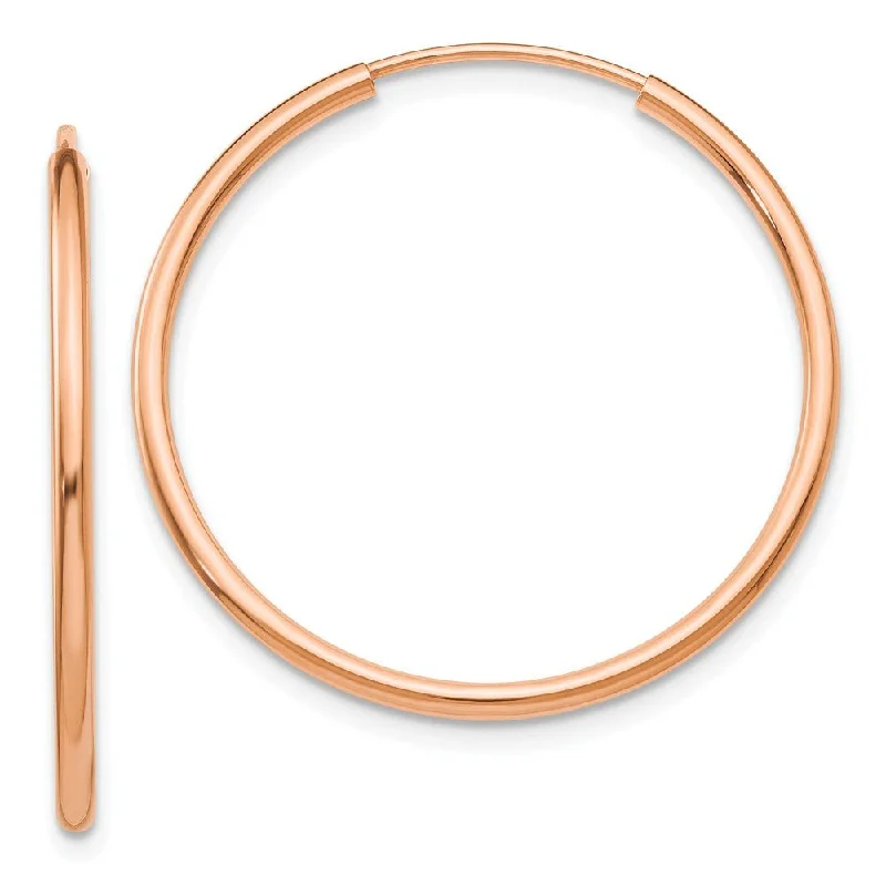 affordable earrings for women -1.5mm x 27mm 14k Rose Gold Polished Endless Tube Hoop Earrings