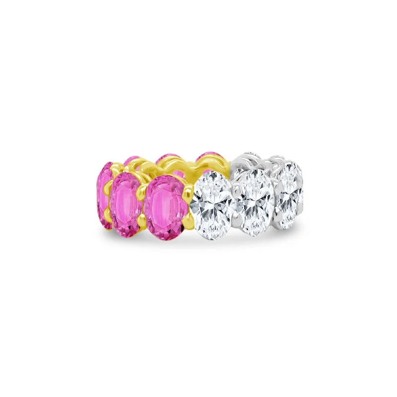 Women's rings soft-shade-Diamond & Gemstone Oval Band