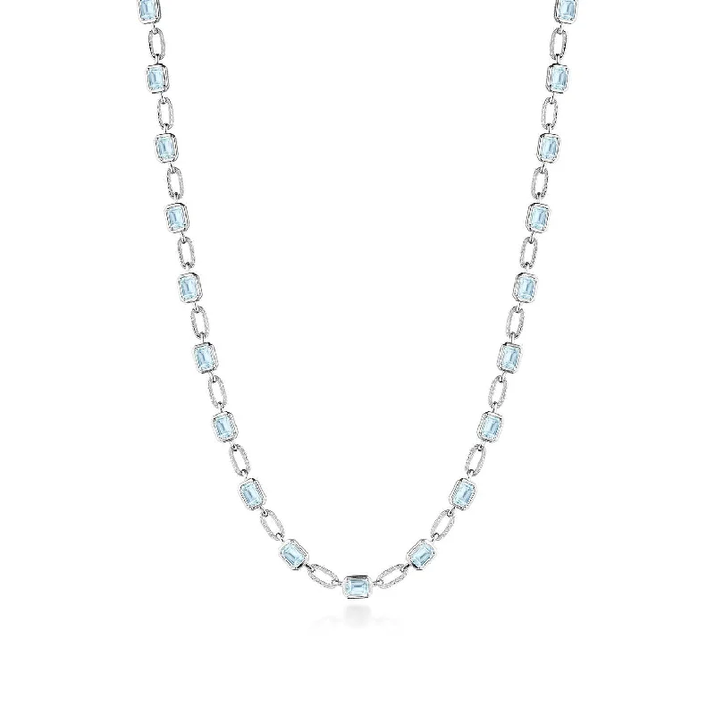 minimalist pearl necklaces for women -TACORI Allure | Sky Blue Topaz Link Necklace FN825EC55X4BT16