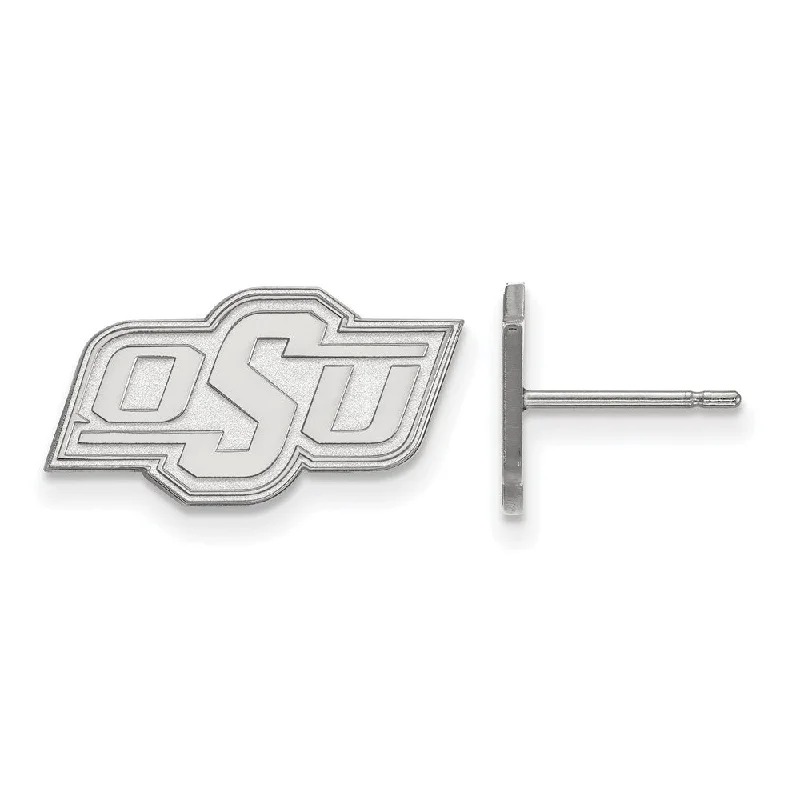 dangle earrings for women -10k White Gold Oklahoma State University XS (Tiny) Post Earrings