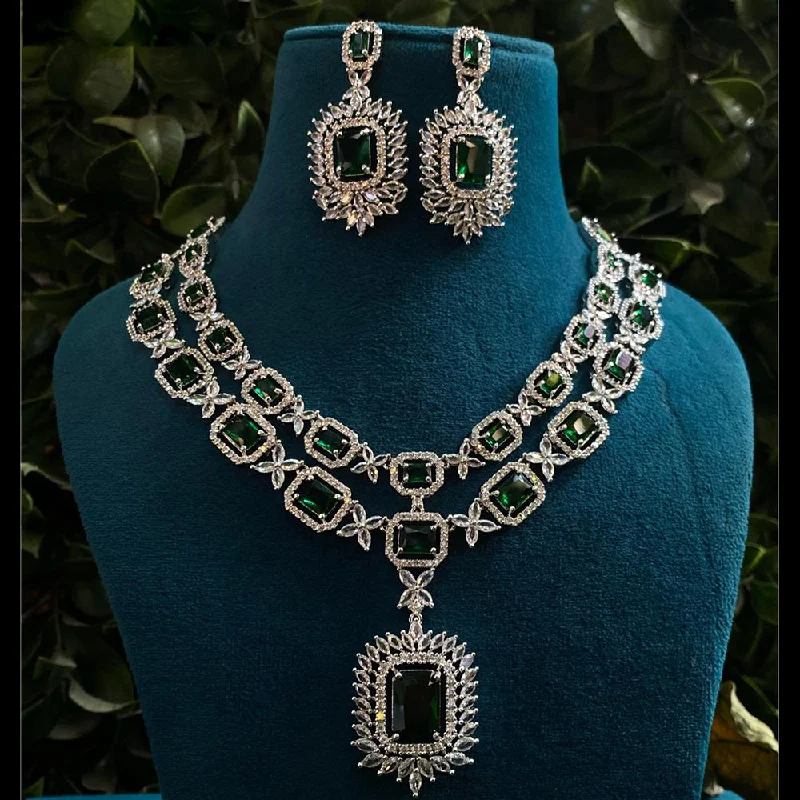 birthstone necklaces for women -Royal Kundan Jewellery Silver Plated American Diamonds Necklace Set