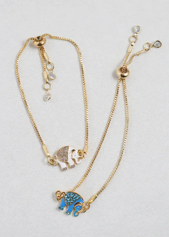 opal bracelets for women -Gold Elephant Charm Bracelet