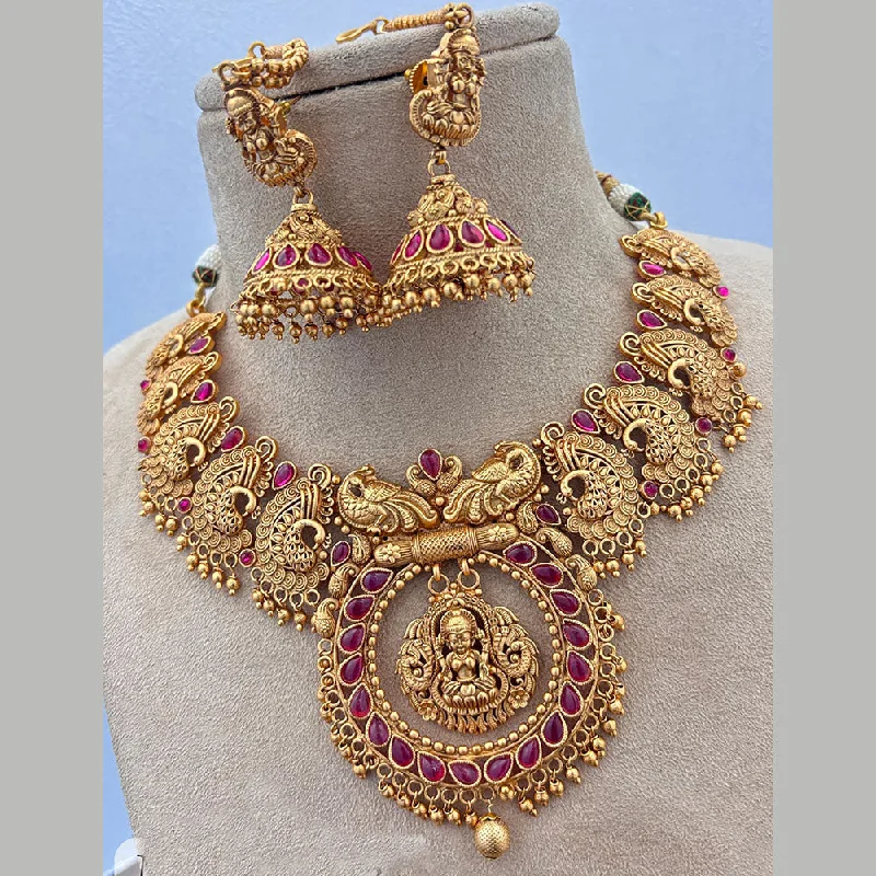 silver necklaces for women -Jewel Addiction Gold Plated Pota Stone Temple Choker Necklace Set