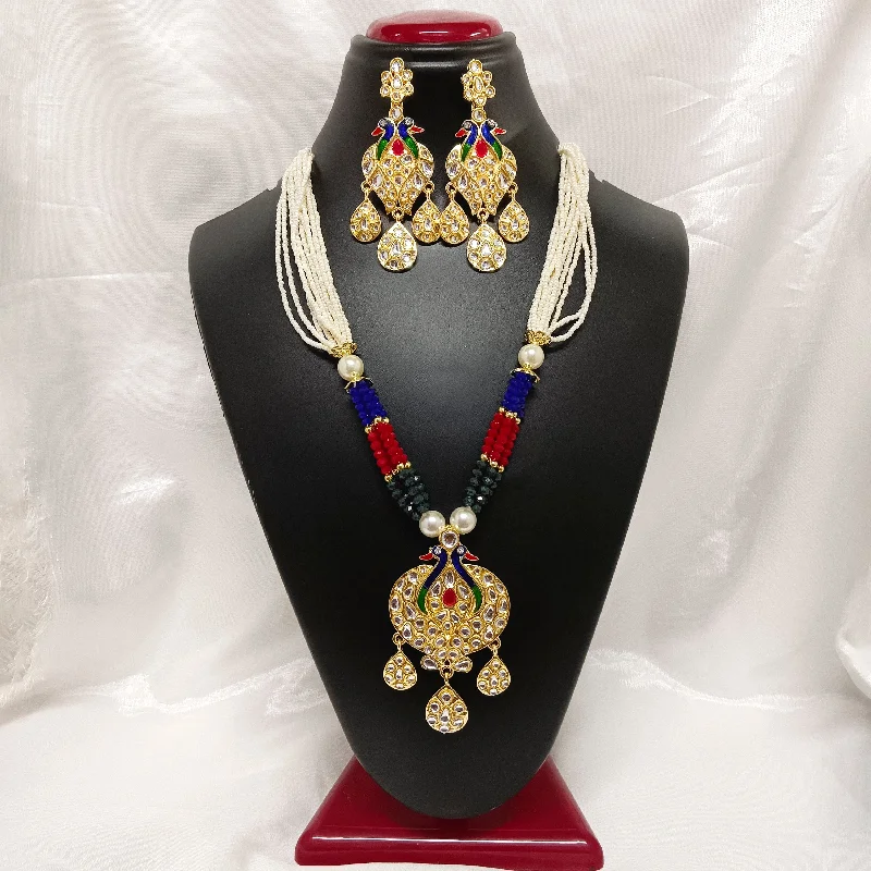 elegant pearl necklaces for women -Darshana Jewels Kundan Stone Gold Plated Necklace Set