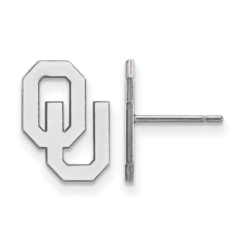 dainty earrings for women -Sterling Silver University of Oklahoma Small Post Earrings