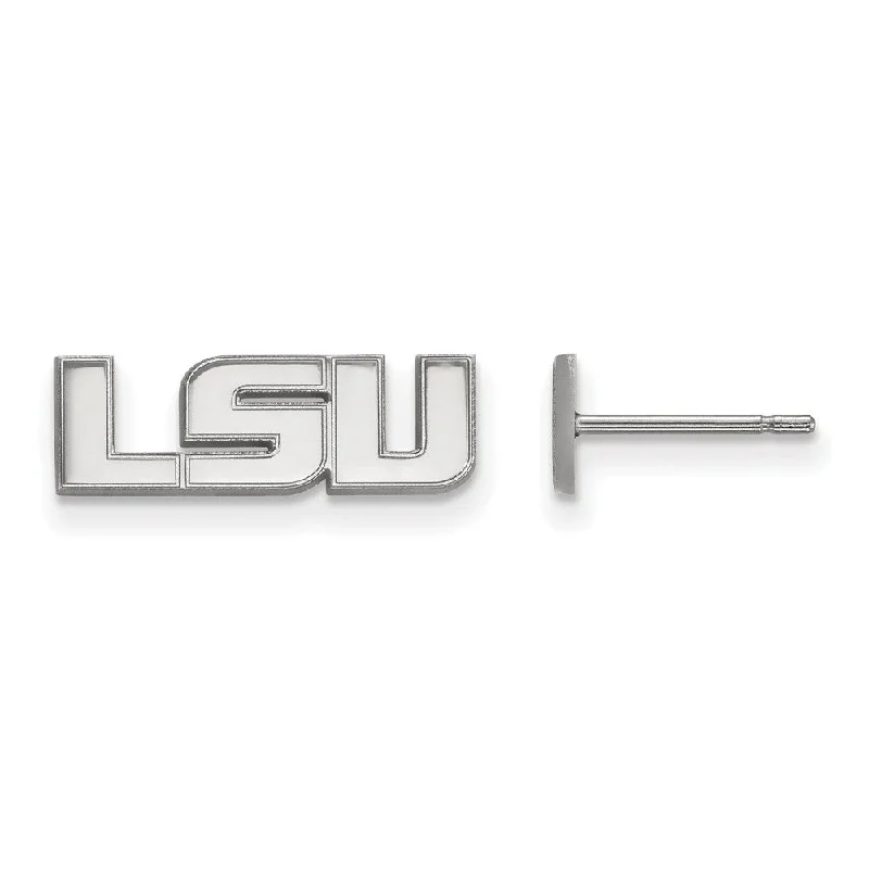 chic hoop earrings for women -10k White Gold Louisiana State University XS (Tiny) LSU Post Earrings