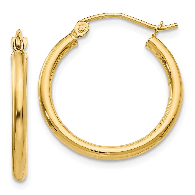 best earrings for women -2mm, 14k Yellow Gold Classic Round Hoop Earrings, 20mm (3/4 Inch)