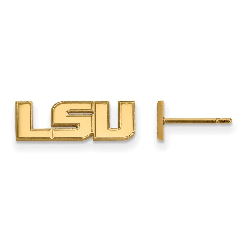 handmade crystal earrings for women -10k Yellow Gold Louisiana State University XS 'LSU' Post Earrings