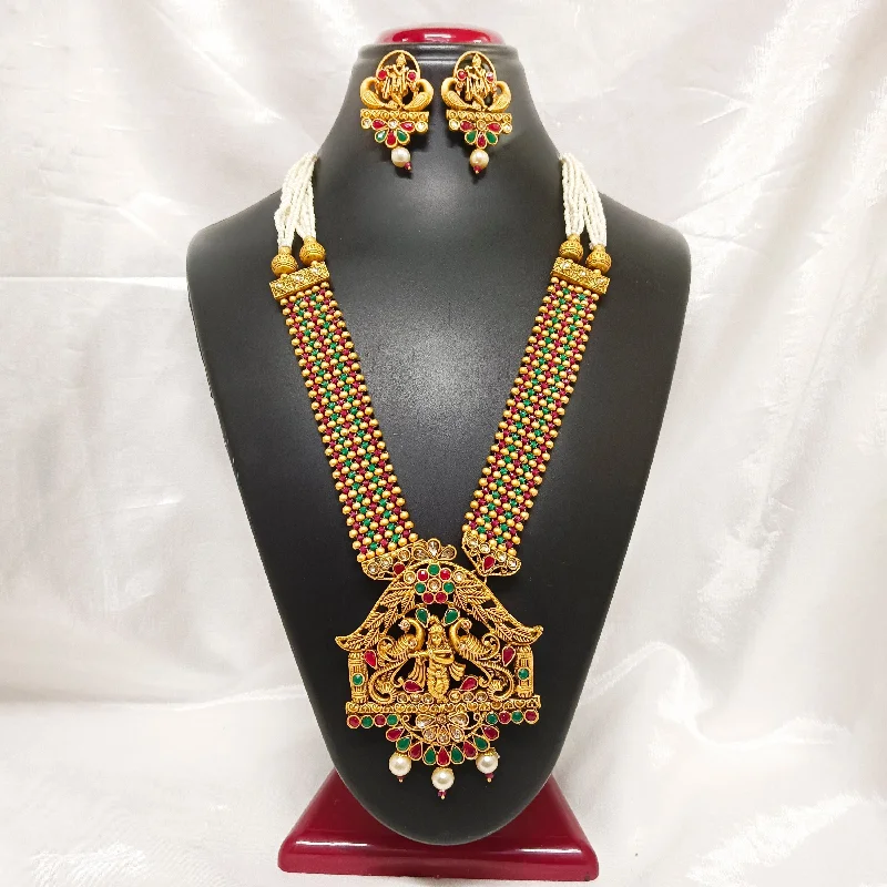 celebrity style necklaces for women -Darshana Jewels Pota Stone Gold Plated Necklace Set