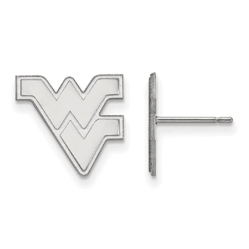 cubic zirconia earrings for women -10k White Gold West Virginia University Small Post Earrings