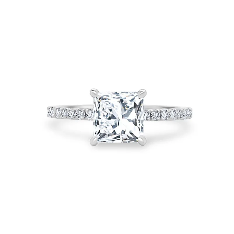 Women's rings Edwardian-echo-Princess Cut Solitaire on Diamond Band