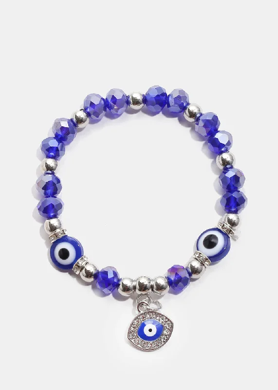 cross bracelets for women -Blue Evil Eye Bracelet & Earring Set