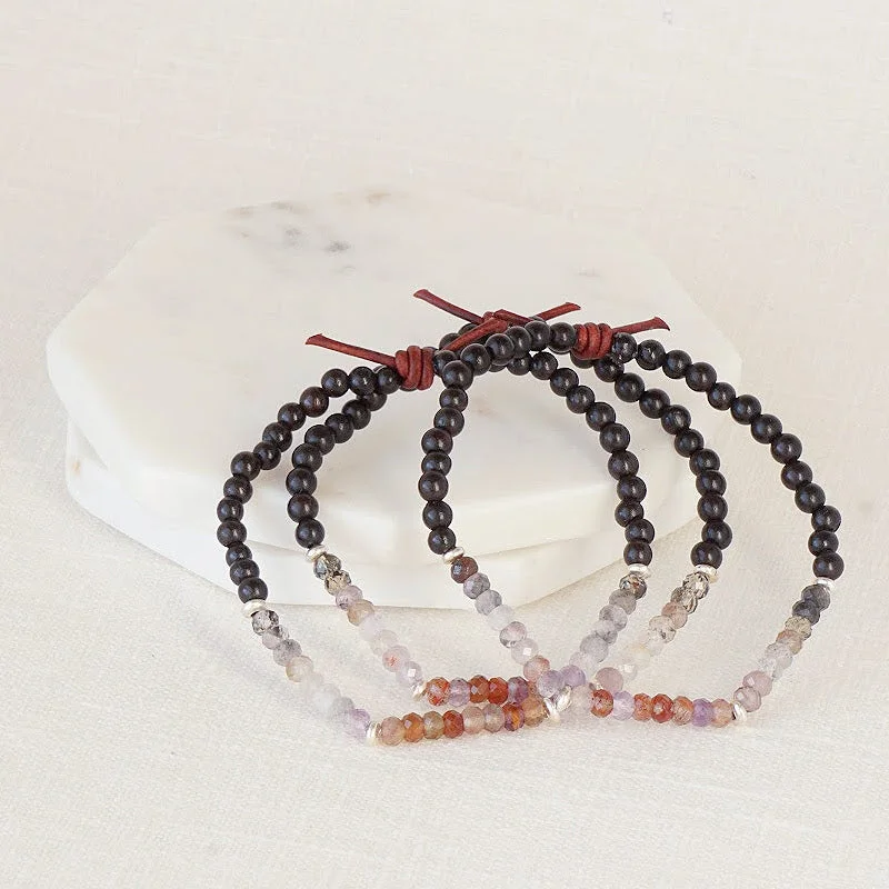 aesthetic bracelets for women -Dream Big Bracelet - Auralite 23 Cacoxenite | Wood Diffuser Bracelet