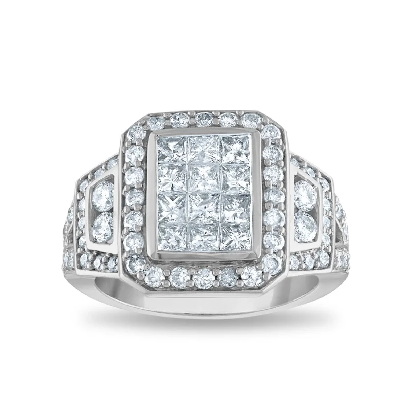 alternative engagement rings for women -2 CTW Diamond Engagement Ring in 14KT White Gold