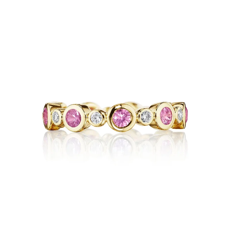 Women's rings elegant-arc-Pink Sapphire & Diamond Aura Ring