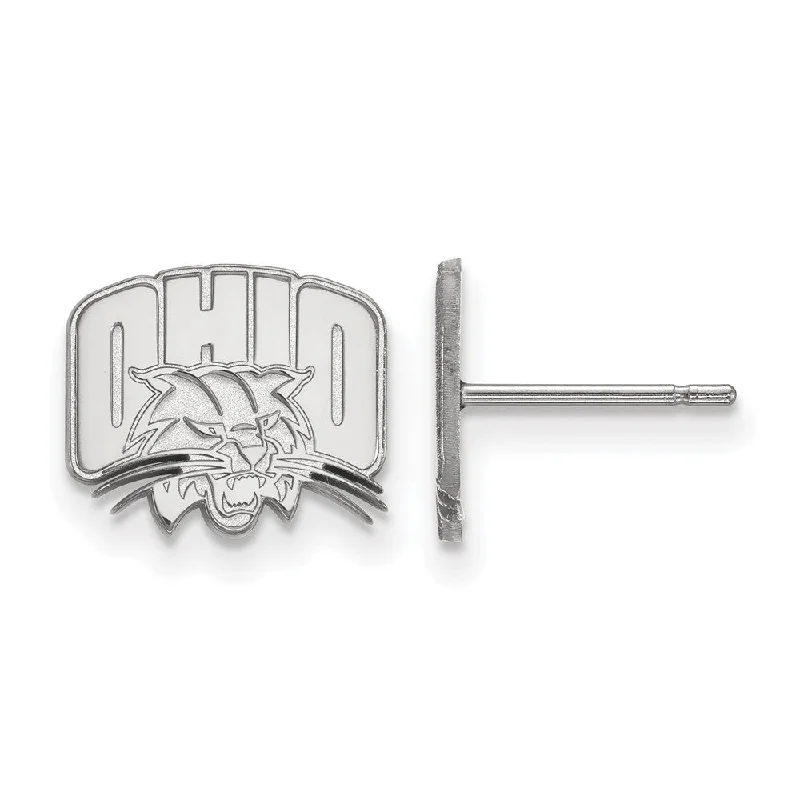 everyday earrings for women -10k White Gold Ohio Univ. XS (Tiny) Post Earrings