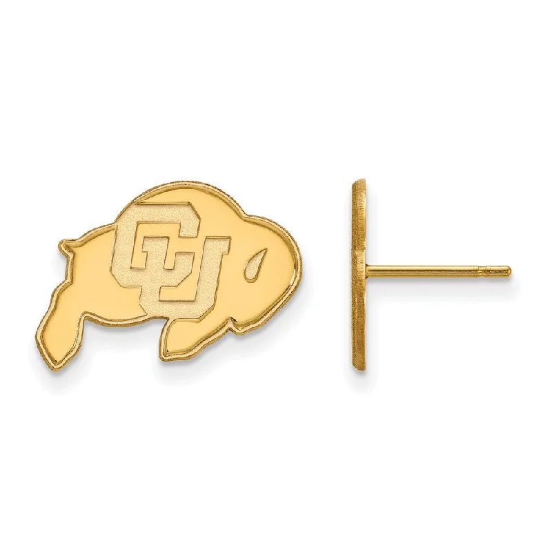 bar earrings for women -14k Yellow Gold University of Colorado Small Post Earrings