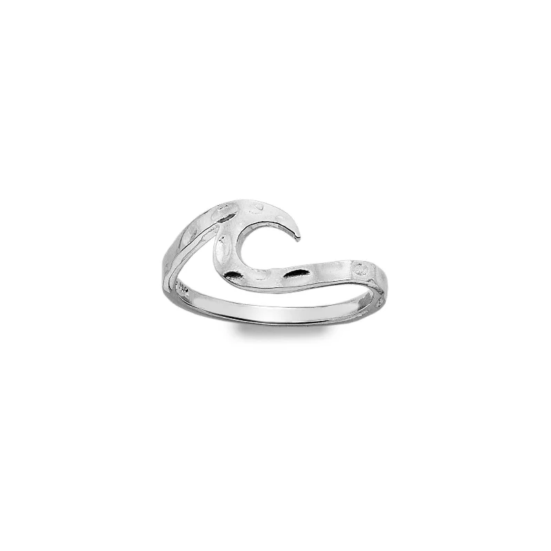 Women's rings split-shank-Sea Gems Sterling Silver Curved Wave Ring