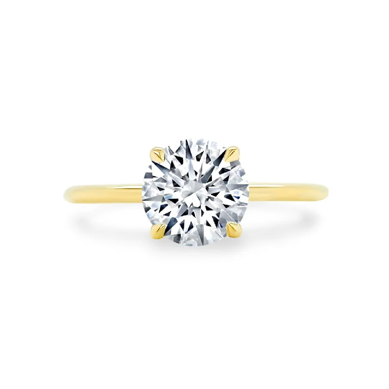 Women's rings radiant-carving-Round Solitaire