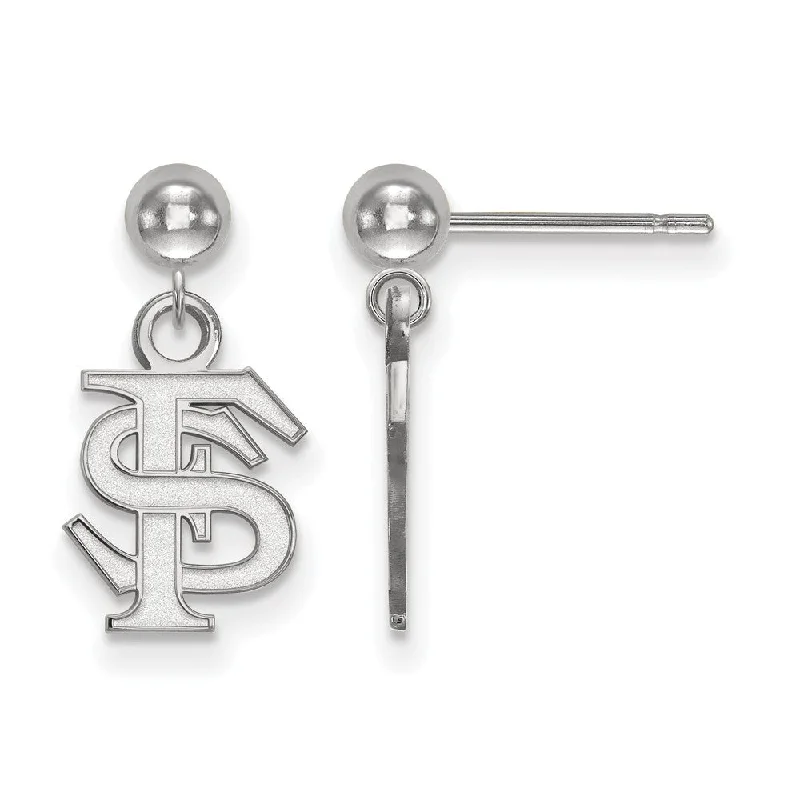 unique earrings for women -Sterling Silver Florida State University Ball Dangle Earrings