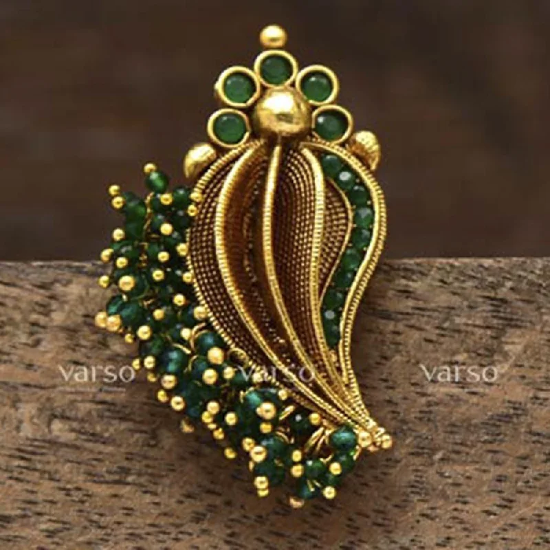 Women's rings solid-steel-Darshana Jewels Green Gold Polish Brass Adjustable Ring - 20103A