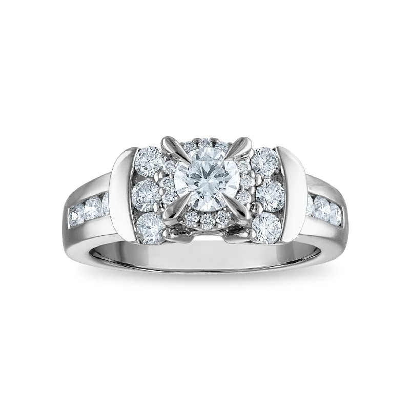 minimalist engagement rings for women -Signature Diamond Dreams 1 CTW Diamond Engagement Ring in 14KT White Gold