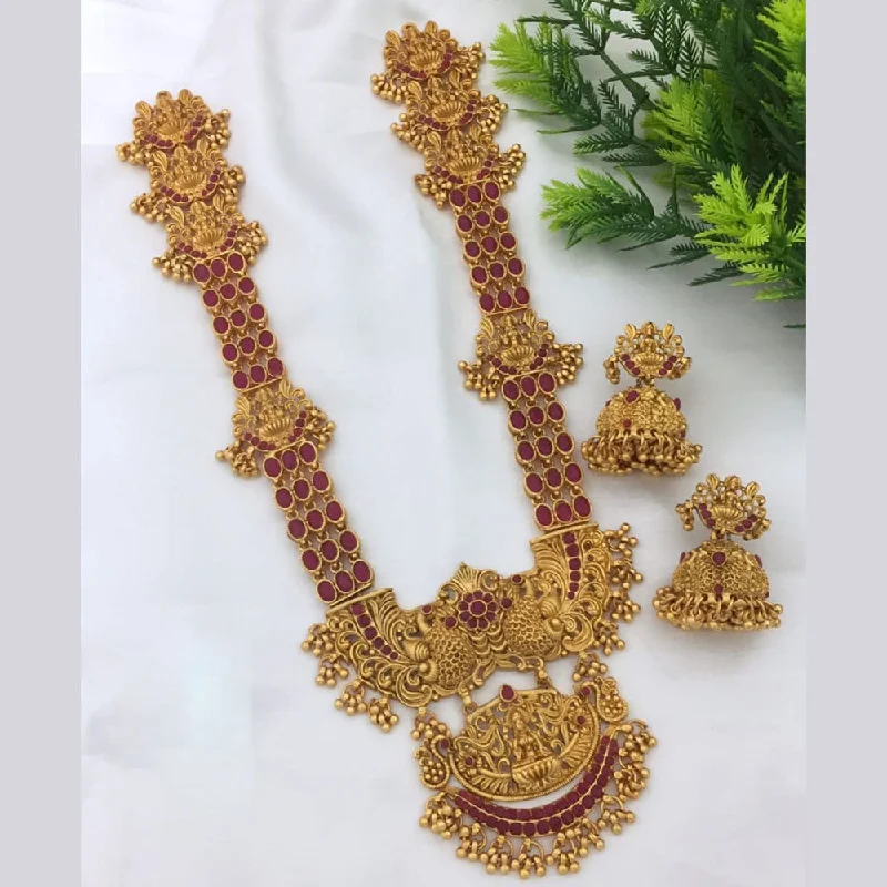 minimalist pearl necklaces for women -Manisha Jewellery Gold Plated Pota Stone Temple Necklace Set