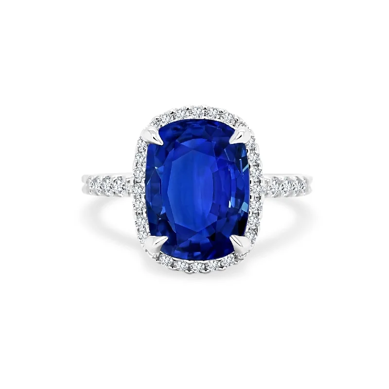 Women's rings exotic-peridot-Blue Sapphire Halo Ring